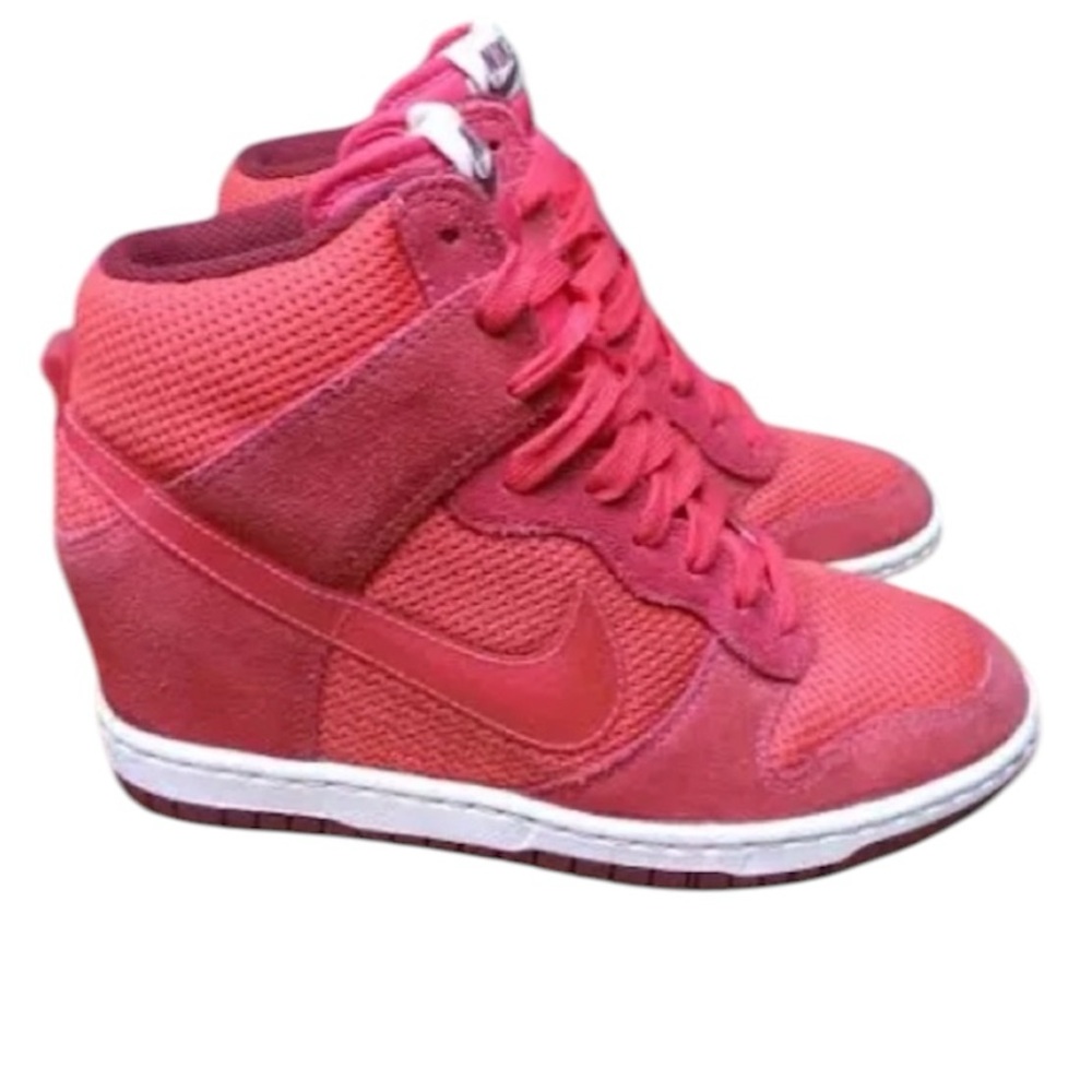 Nike👟Women Geranium Pink Dunk Sky Hi Essential Hidden Wedge 644877-600, Sz 8
